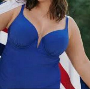 New Bra Size 42G Blue Tankini Swimsuit Swim Top